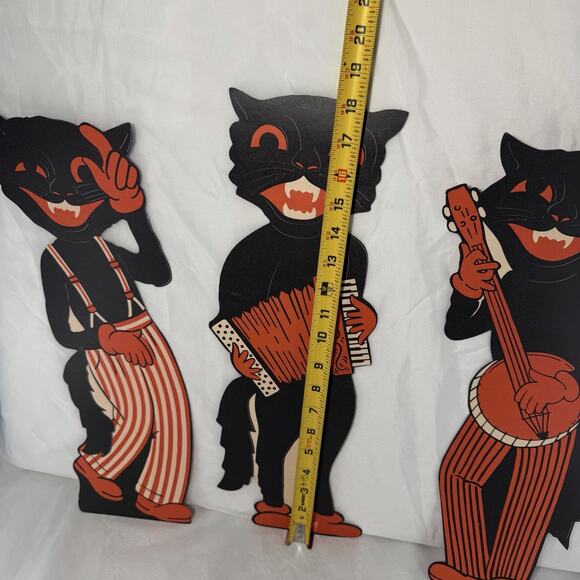 Beistle Scat Cats Cutouts Lot Of Three 1941, 2012 Remake Kitschy Fall Halloween - Picture 13 of 15